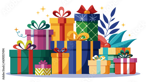 Vector art of pile of colorful gift boxes for christmas season