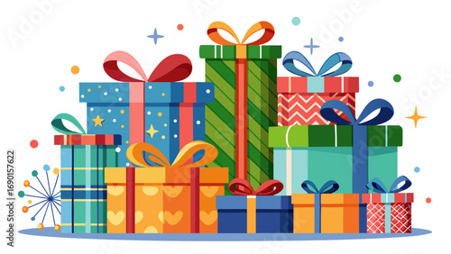 Vector art of pile of colorful gift boxes for celebration