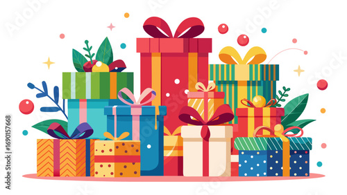 Vector art of pile of colorful gift boxes for a special occasion