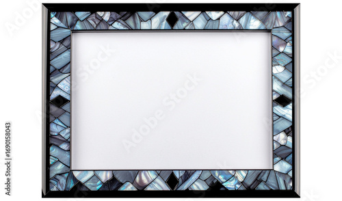 ブルー系シェルモザイクの長方形フレーム