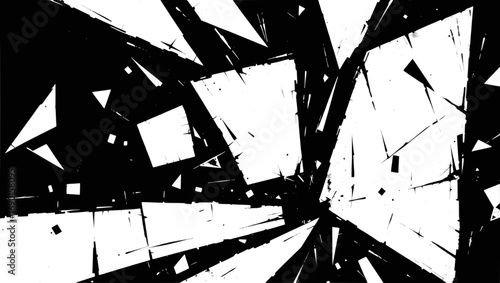 Vector art of abstract black and white geometric shattered glass effect