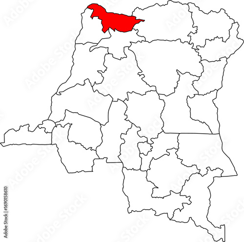A clean, professional vector map of the Democratic Republic of the Congo with the Nord-Ubangi province highlighted. Great for presentations, reports, and visualizing regional data.

