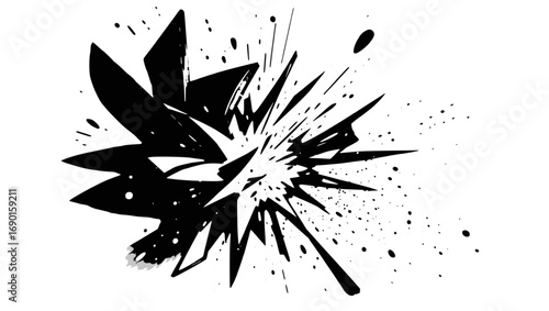 Vector art of explosive black leaf design