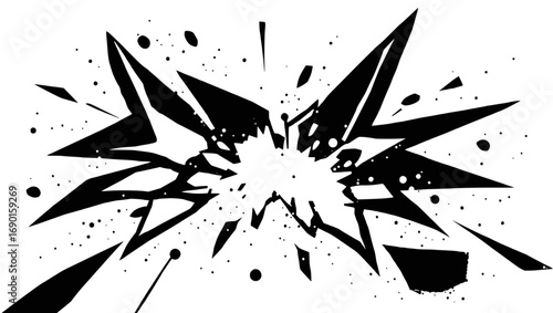 Vector art of abstract black shattered glass explosion