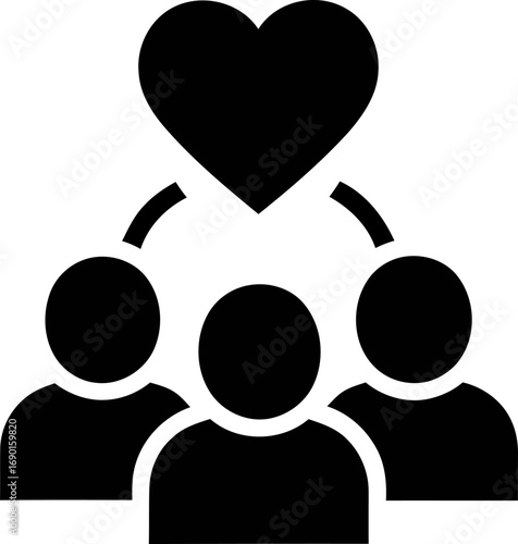 Heart above group people unity friendship love symbol