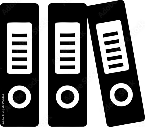 Three office binders stood together simple vector graphic