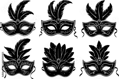 Black Silhouette Mardi Gras Masks Collection