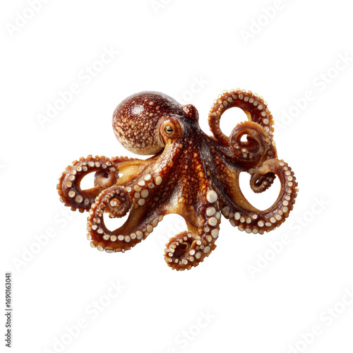 Common Octopus (Octopus vulgaris) - Detailed Studio Shot on Black Background