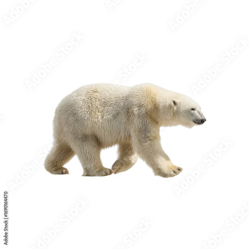 Majestic Polar Bear Walking on Transparent Background