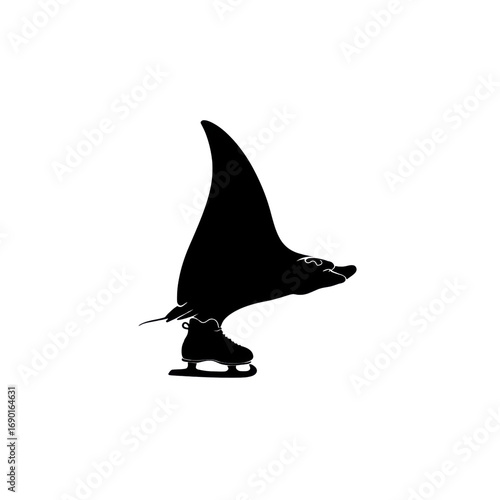 Abstract Silhouette of Ice Skater's Leg and Skate