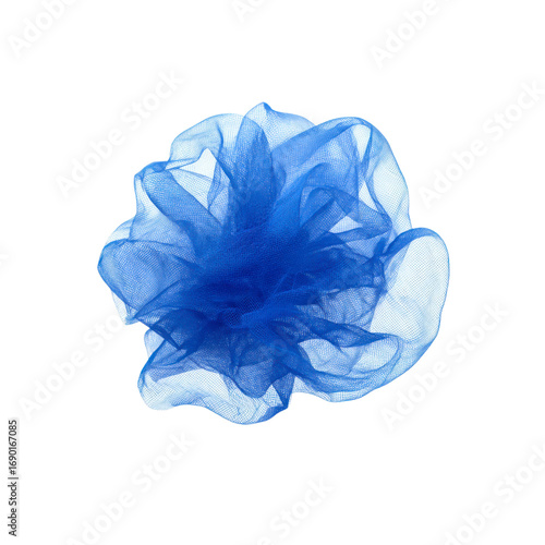 Abstract Blue Tulle Fabric Swirl, Soft and Textured Background