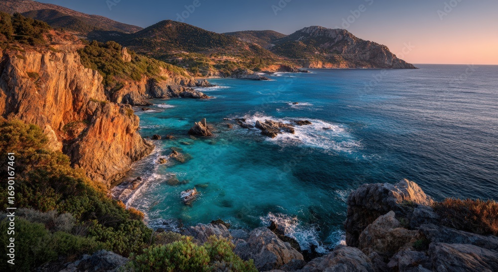 Fototapeta premium Coastal landscape at sunrise (1)