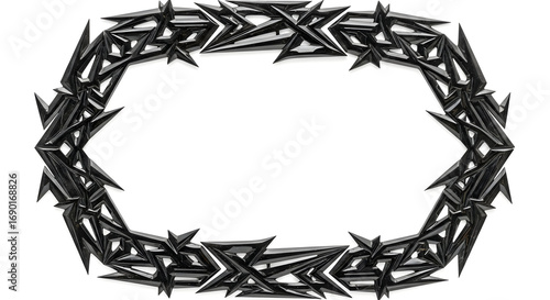 Striking black geometric frame with sharp edges and intricate modern design