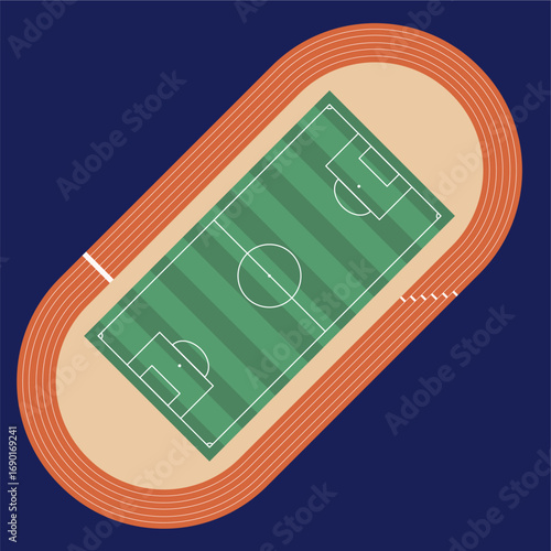 Running track football flat illustration
