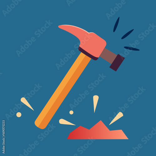 Clumsy Hammer Dropping Nail Cartoon Vector Illustration