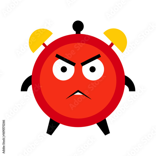 Frustrated Alarm Clock Face Turning Red Cartoon Vector Illustration