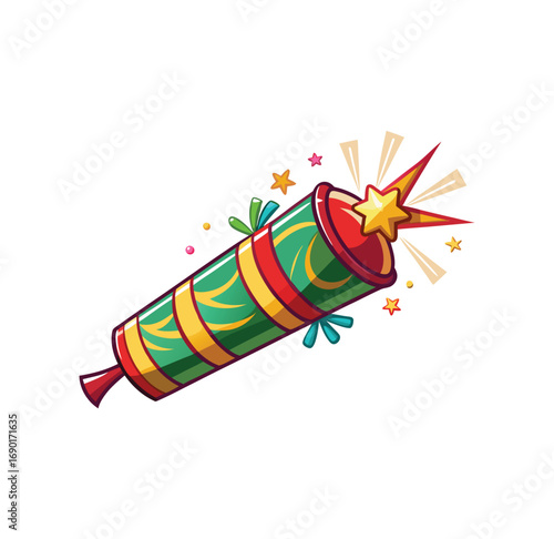 Exploding firecracker with confetti and sparks festive celebration element