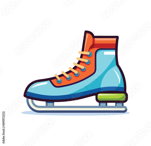 Colorful ice skate with sharp blade for figure skating and winter sports fun