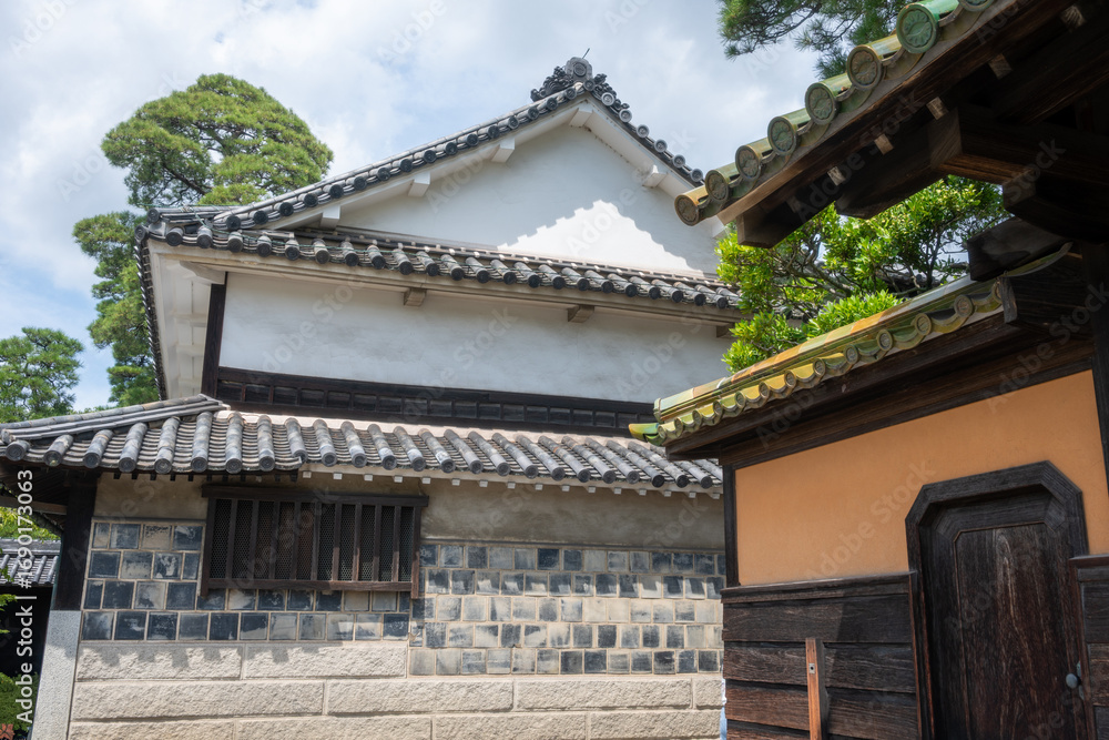 Naklejka premium 日本の岡山県倉敷市のとても美しい日曜日の風景
