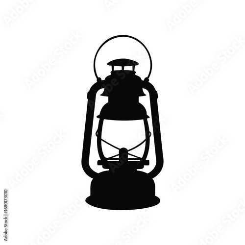 Silhouette of an Antique Kerosene Lantern on a White Background for Decoration, camping lantern silhouette vector illustration