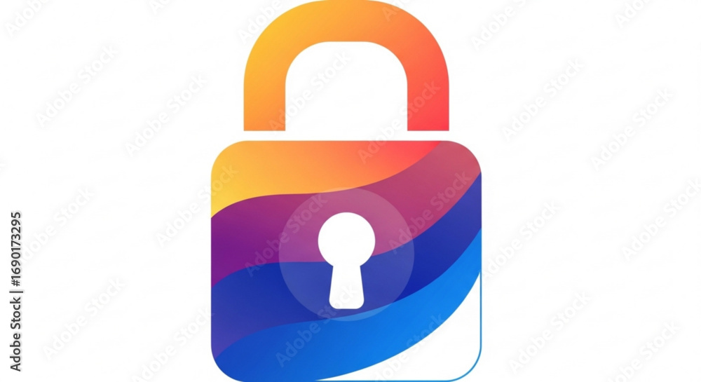 Secure lock icon with vibrant modern design representing protection and data privacy, ideal for digital security concepts and online safety Secure lock icon with vibrant modern design representing protection and data privacy, ideal for digital security concepts and online safety