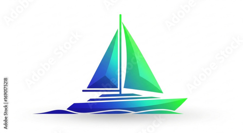 Dynamic sailboat gliding across the water, evoking freedom and adventure, perfect for travel, tourism, and nautical themes, ideal for branding and design