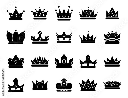 crowns collection. crowns vector icons. isolated on white background. crowns in silhouette style. vectors
