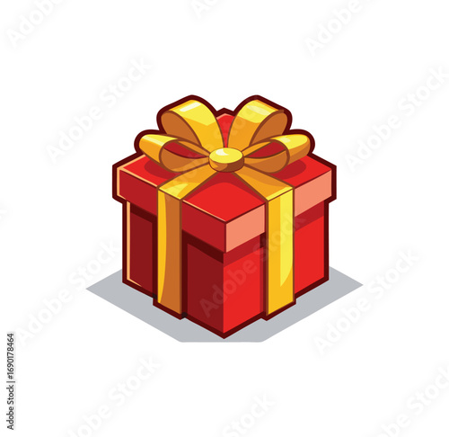 Red gift box with yellow bow holiday celebration present surprise event occasion packaging