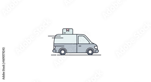 Express delivery van swiftly transporting package, ideal for e-commerce, shipping, and logistics services, conveying speed and efficiency, ready for fast delivery
