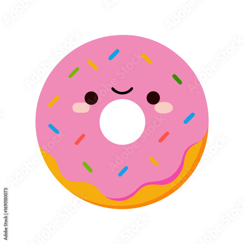 Cartoon Donut With Sprinkles Happy Face Vector Illustration