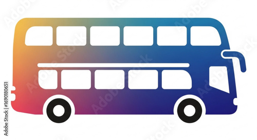 Vibrant Double Decker Bus Icon Ready for Adventure, Perfect for Travel Guides and Transportation Themes, A Colorful Symbol of City Tours and Exciting Excursions, Ideal for Website Designs