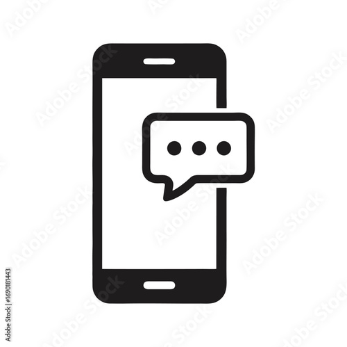 Flat vector icon of a smartphone showing a speech bubble