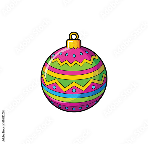 Vibrant festive christmas ornament decoration with colorful patterns and festive appeal