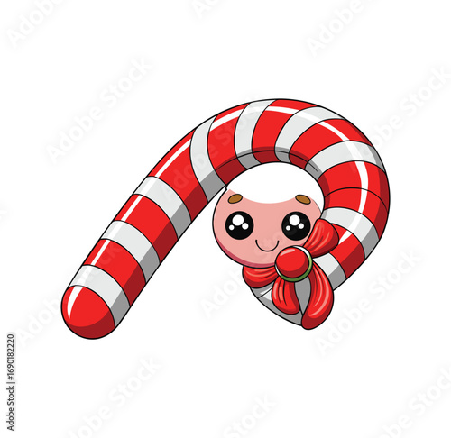 Cute candy cane worm character festive holiday treat fun christmas sweet joyful