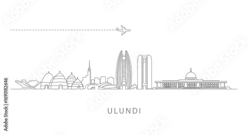 Ulundi with South Africa City Skyline Vector Illustration.