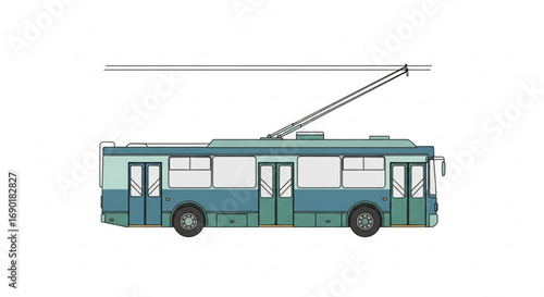 Ride the future with a vibrant electric trolleybus, a modern icon of eco-friendly urban transit for your next project, offering a clean and sustainable transportation solution