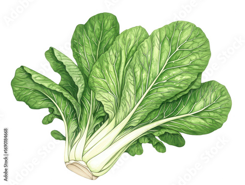 Bok Choy Vegetable Featuring Green Leaves With Prominent Veins And White Stalks Set Against A Solid Transparent Background