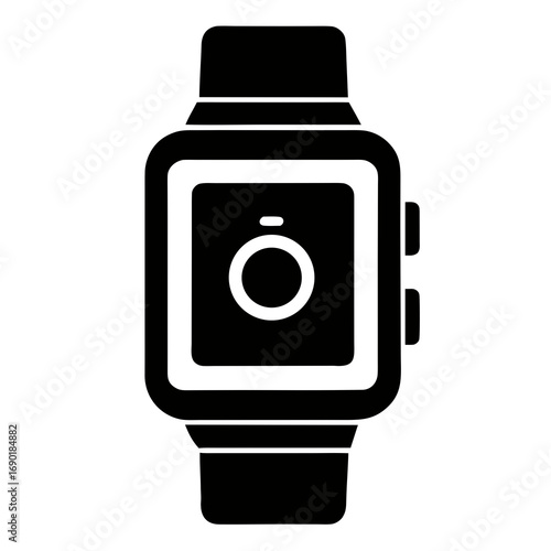 Smartwatch Black Silhouette Vector Icon on White Background