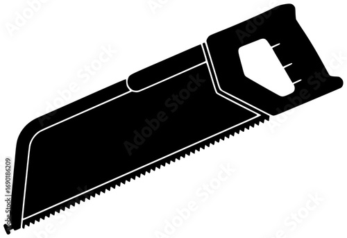 blade illustration tool silhouette equipment logo saw icon work outline hacksaw cut metal construction industry steel industrial wood carpentry shape job vector graphic background