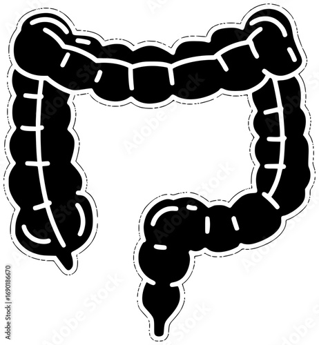 anatomical illustration modern silhouette internal logo intestinal icon intestine outline large man medical medicine organ pain rectum science scientific shape and vector graphic background