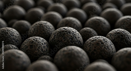 Mysterious aggregation of stone spheres with rugged surface offering a captivating visual textures
