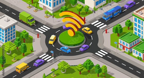 Smart city intersection with autonomous vehicles and wifi signal