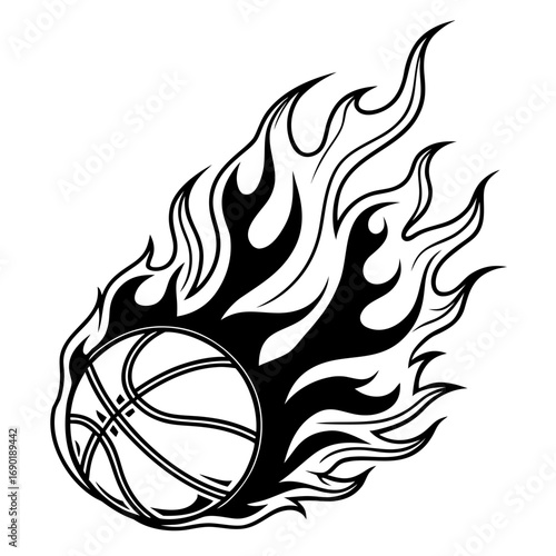 Basketball on fire, a symbol of speed and power