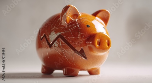 Broken piggy bank, savings failure