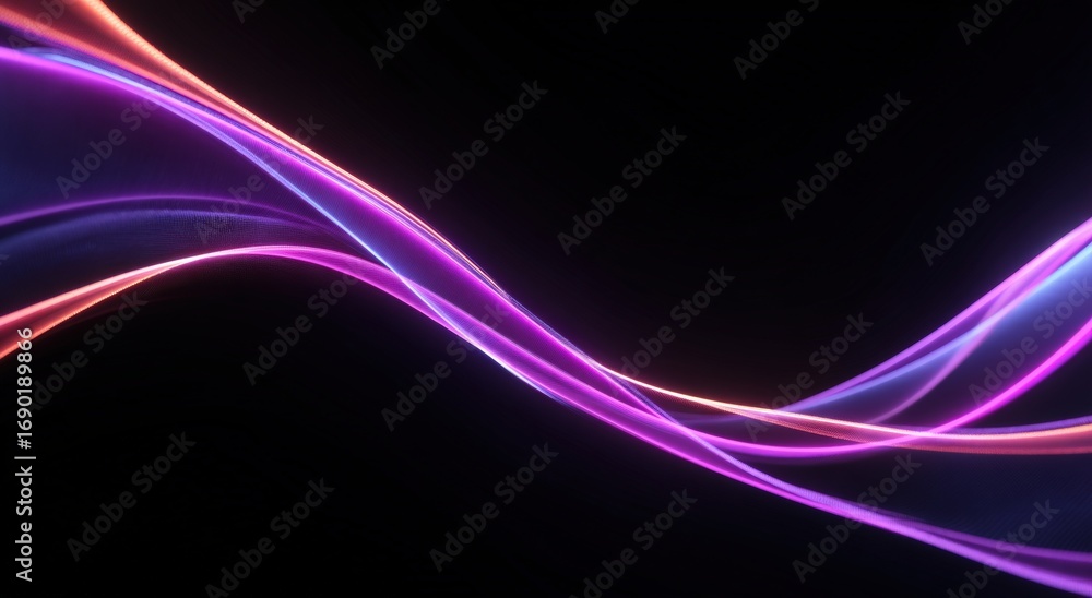 Fototapeta premium Abstract glowing lines on black background