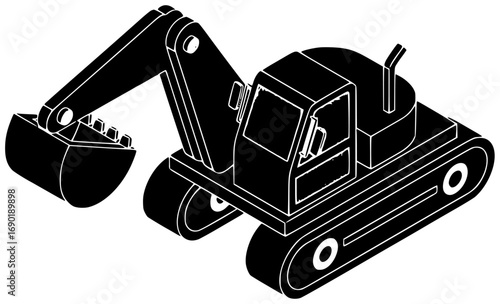 bulldozer illustration forklift silhouette excavator logo loader icon construction outline telehandler machine backhoe heavy tractor vehicle industry set hydraulic shape or vector graphic background