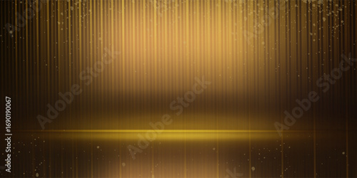 Abstract elegant gold glowing line with lighting effect sparkle on black background. Template premium award design. Vector illustration