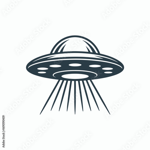 Mysterious Flying Saucer Illustration Extraterrestrial Vehicle Icon Unidentified Object Concept Symbol for Space Exploration and Alien Invasion in a Stylized Design