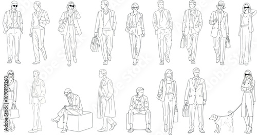 Vector vector art of collection of people in hazmat suits, transparent background