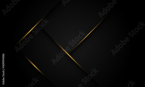 Abstract black metallic shadow gold light geometric design modern luxury futuristic background vector